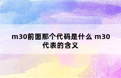 m30前面那个代码是什么 m30代表的含义